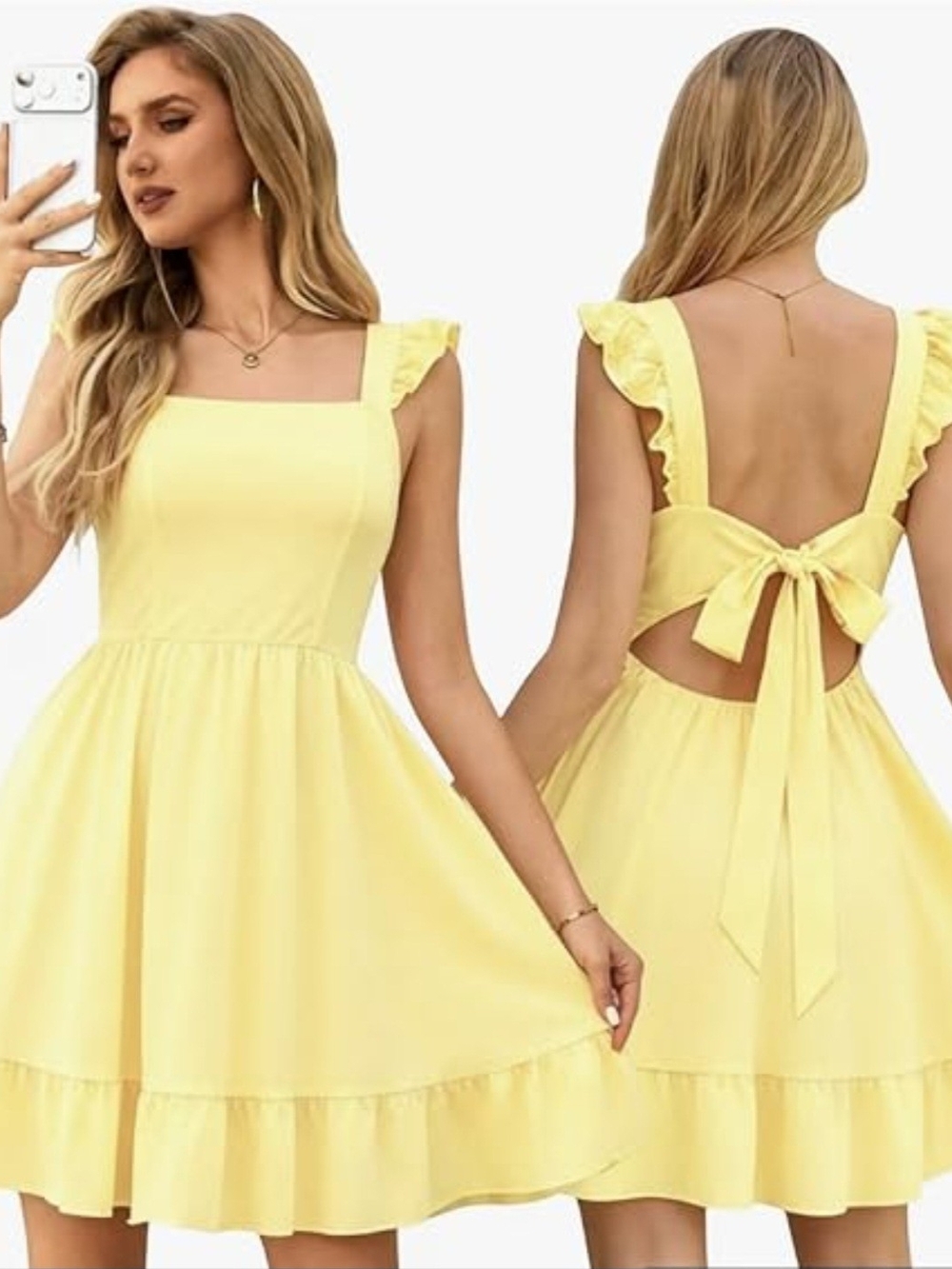 Vici Yellow Backless Tie Bow Sundress Size M.